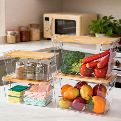 Criusia Pantry Organizers and Storage with Bamboo Lids