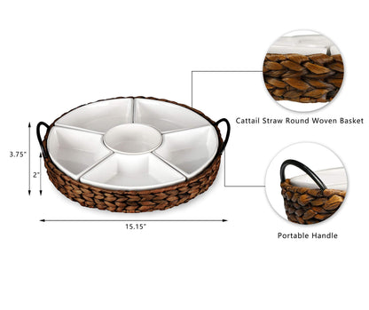 7-Piece Porcelain Serving Tray Set with Bowls