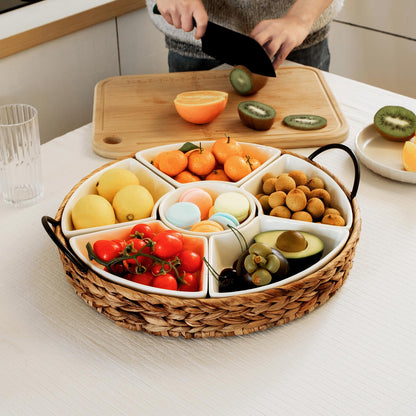 7-Piece Porcelain Serving Tray Set with Bowls