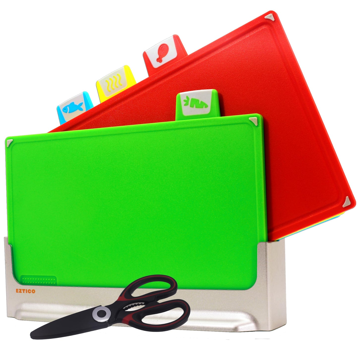 4-Piece Non-Toxic Cutting Board Set with Scissors
