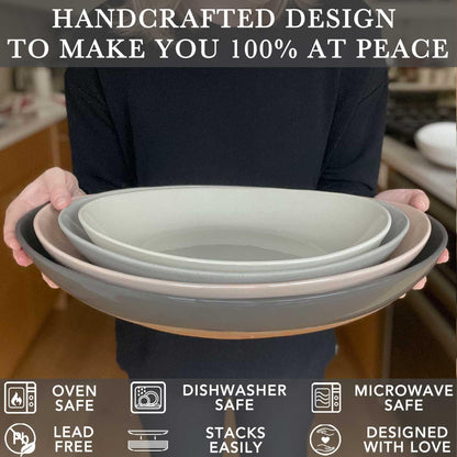 Ceramic Large Serving Bowls Set of 2 Platters