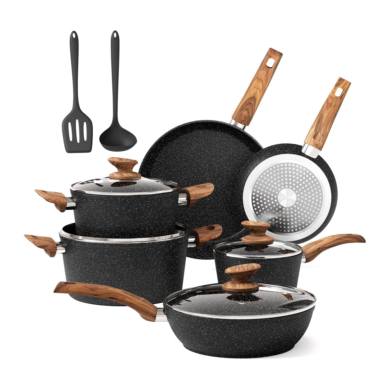 DishDelight 12 Piece Pots and Pans Set Non Stick