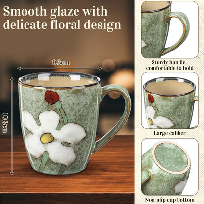 12oz Ceramic Coffee Mug Set with Handles