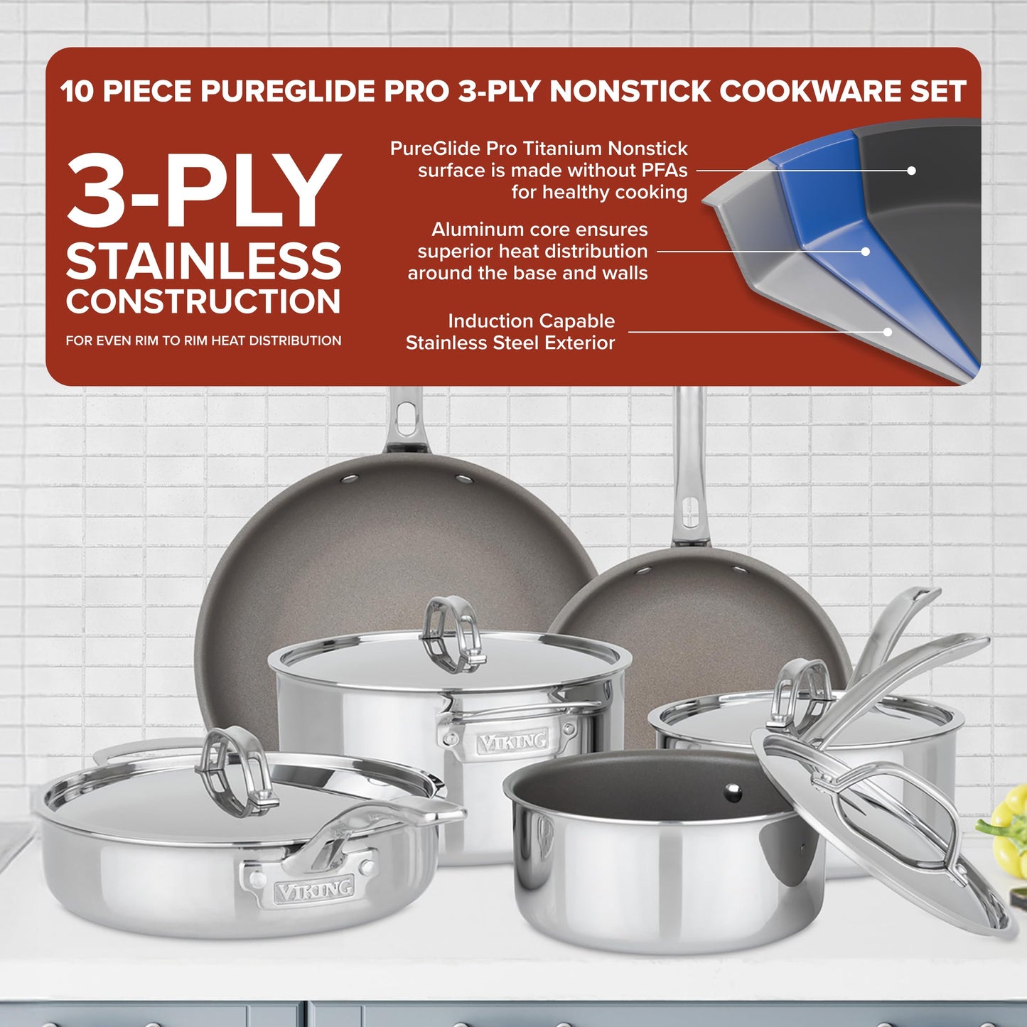 10-Piece Non Stick Cookware Set with Lids