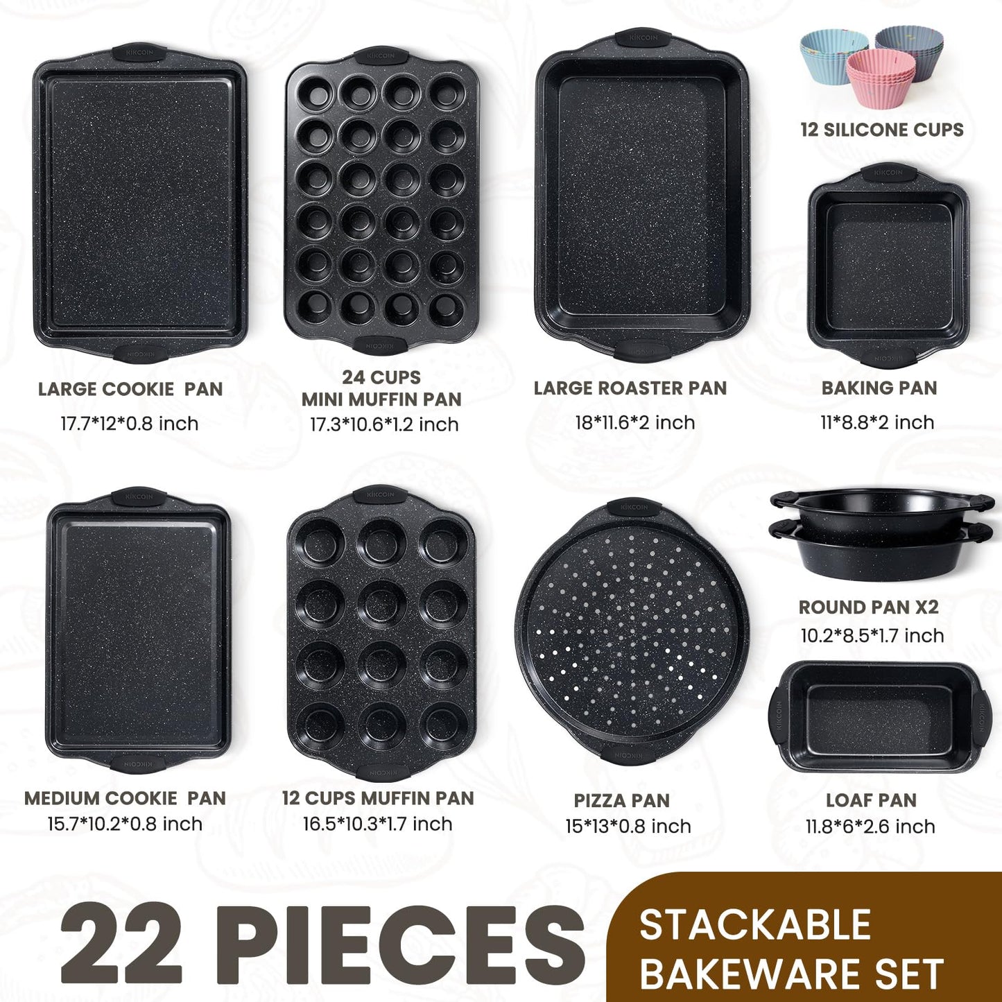 22-Piece Nonstick Bakeware Set with Handles