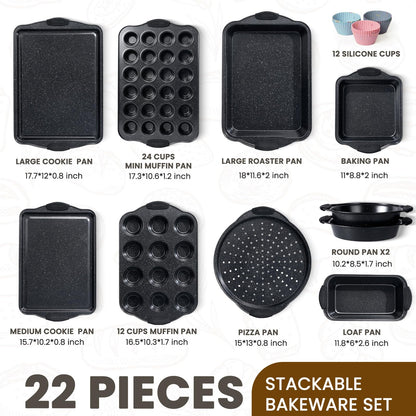 22-Piece Nonstick Bakeware Set with Handles