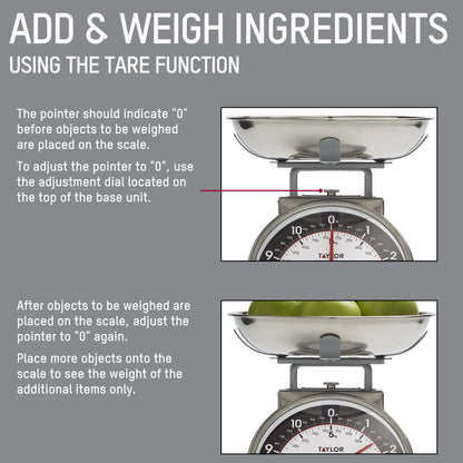 Taylor Mechanical Kitchen Weighing Food Scale with Bowl