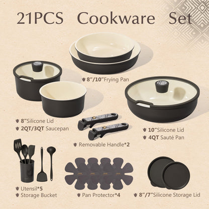 Ceramic Non Stick Cookware Set with Handles