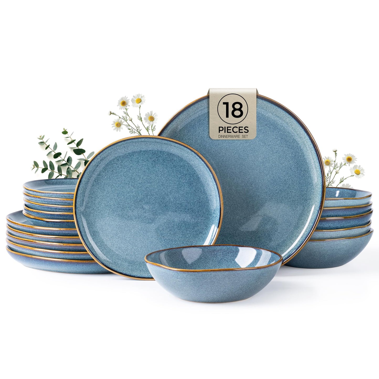 Reactive Glaze Ceramic Dinnerware Set for 4