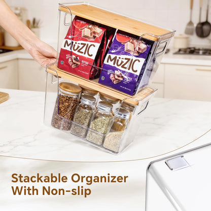 Criusia Pantry Organizers and Storage with Bamboo Lids