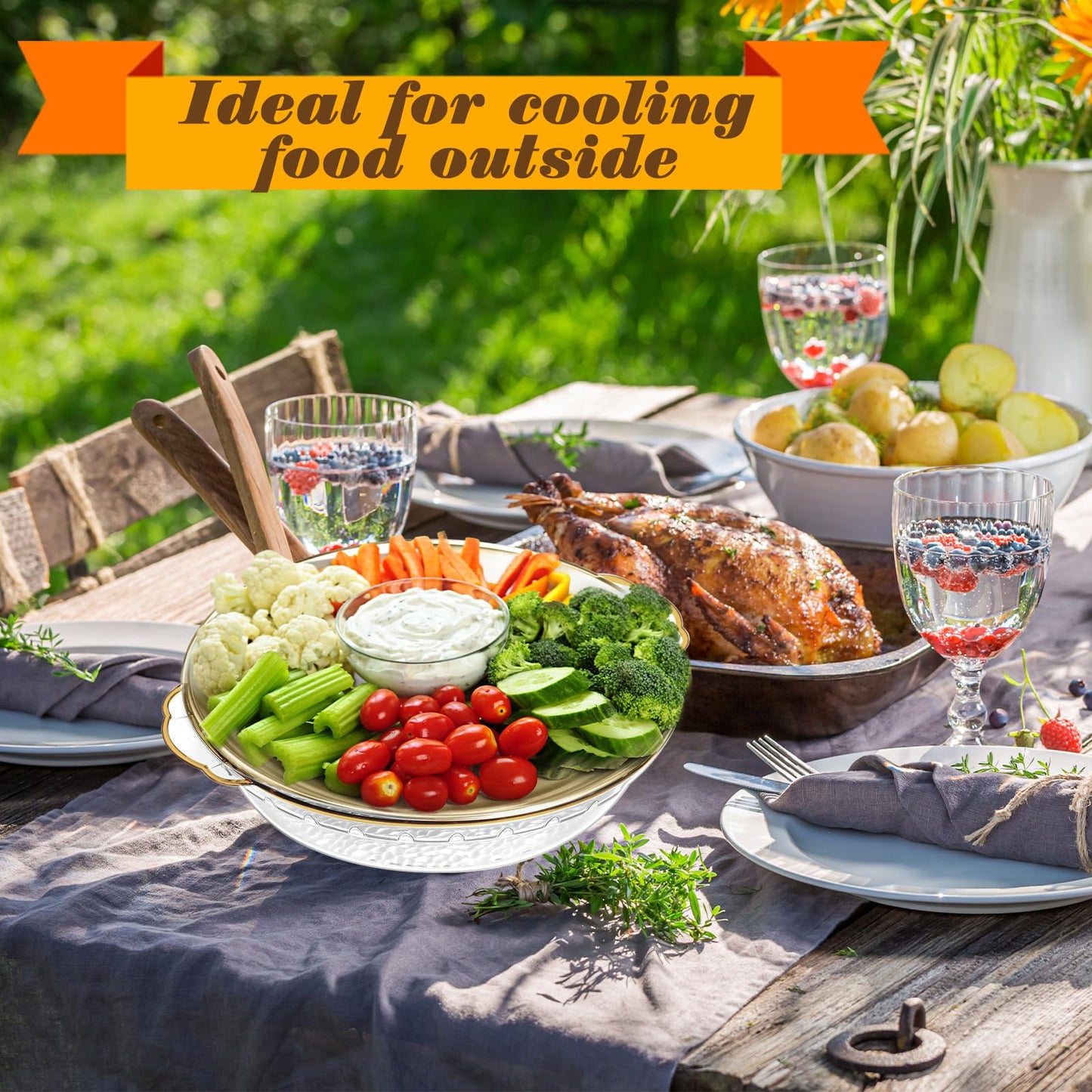 Chilled Serving Tray with Compartments for Parties