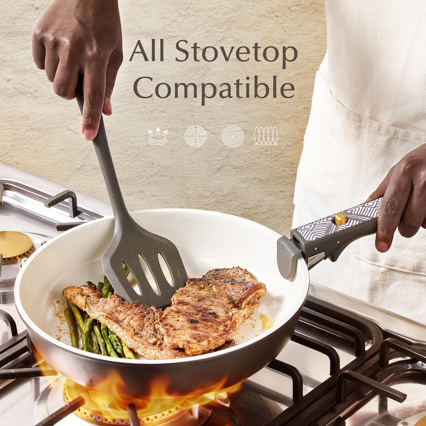 Ceramic Non Stick Cookware Set with Handles