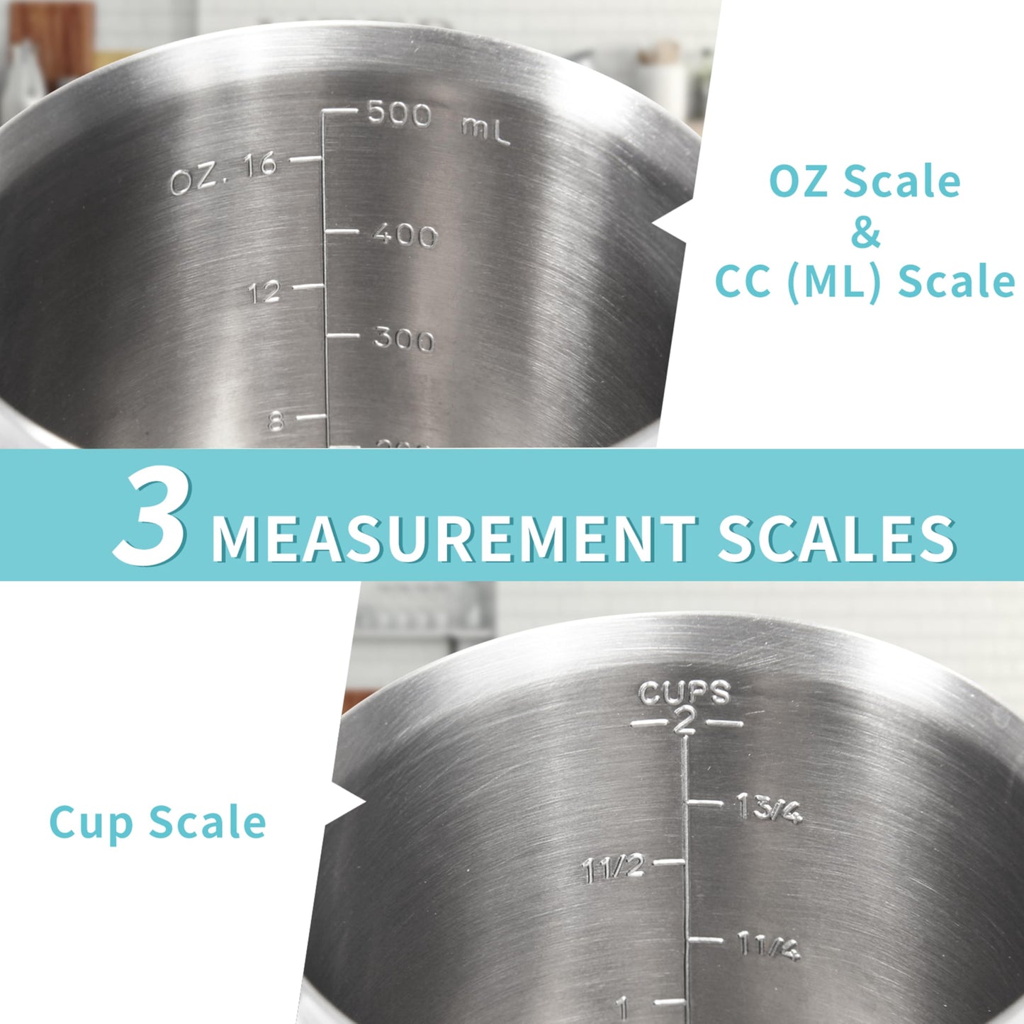 Stainless Steel Measuring Cup with Marked Scales