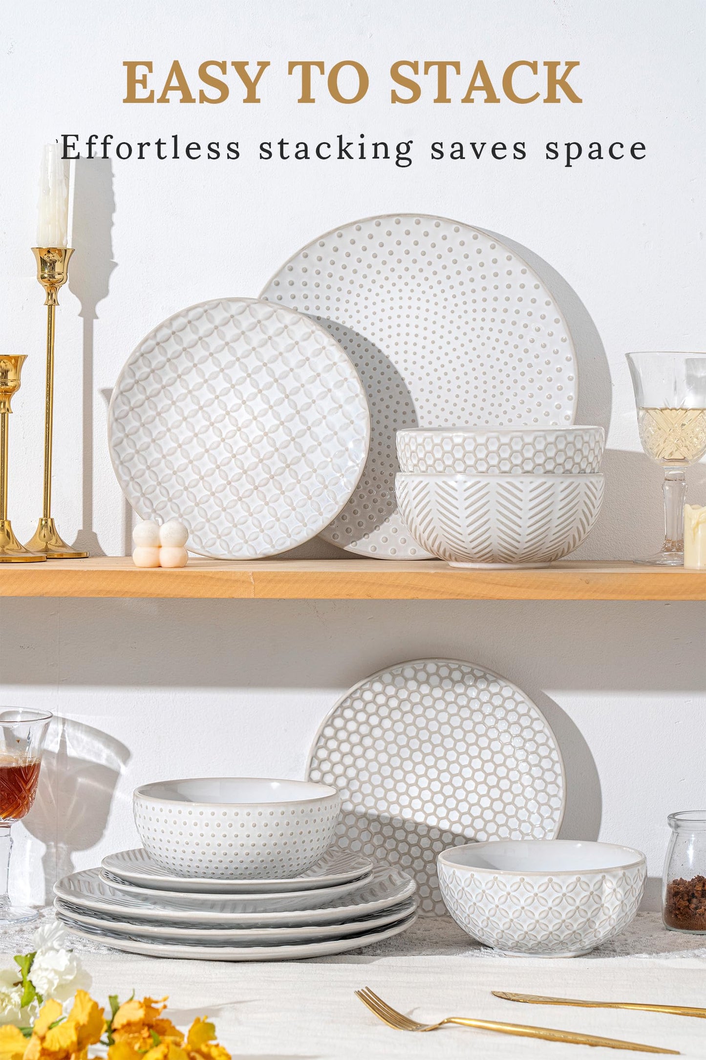Embossed Scratch-Resistant Dinnerware Set
