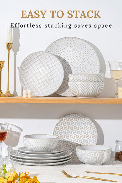 Embossed Scratch-Resistant Dinnerware Set