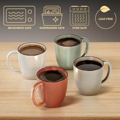 Set of 4 Ceramic Coffee Mugs with Handles