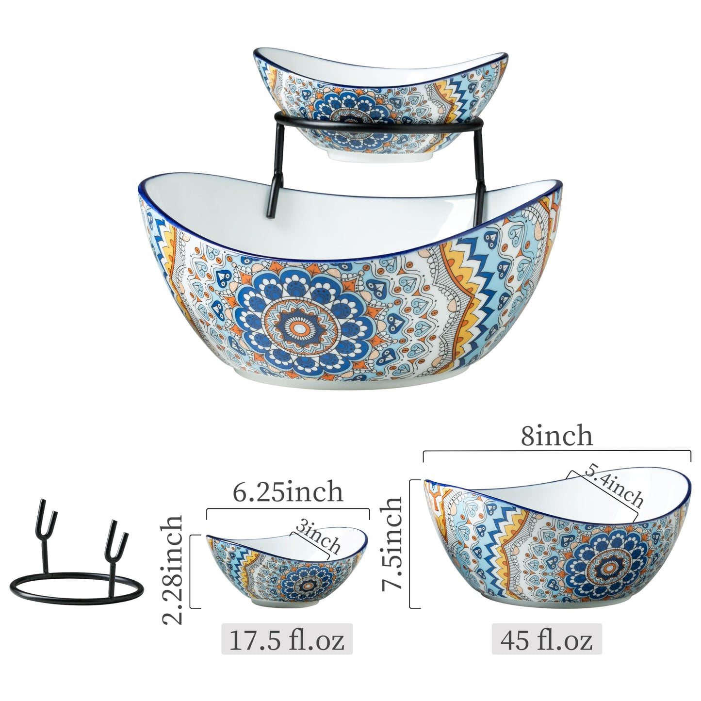 2-Tier Ceramic Chip and Dip Serving Set