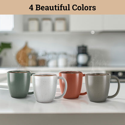 Set of 4 Ceramic Coffee Mugs with Handles