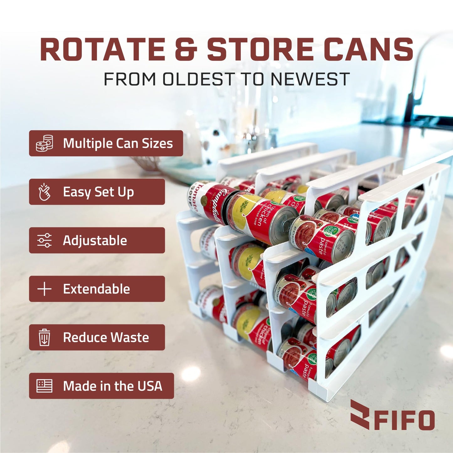 3-Tier Rotating Can Organizer for Pantry Storage
