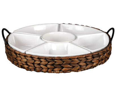 7-Piece Porcelain Serving Tray Set with Bowls