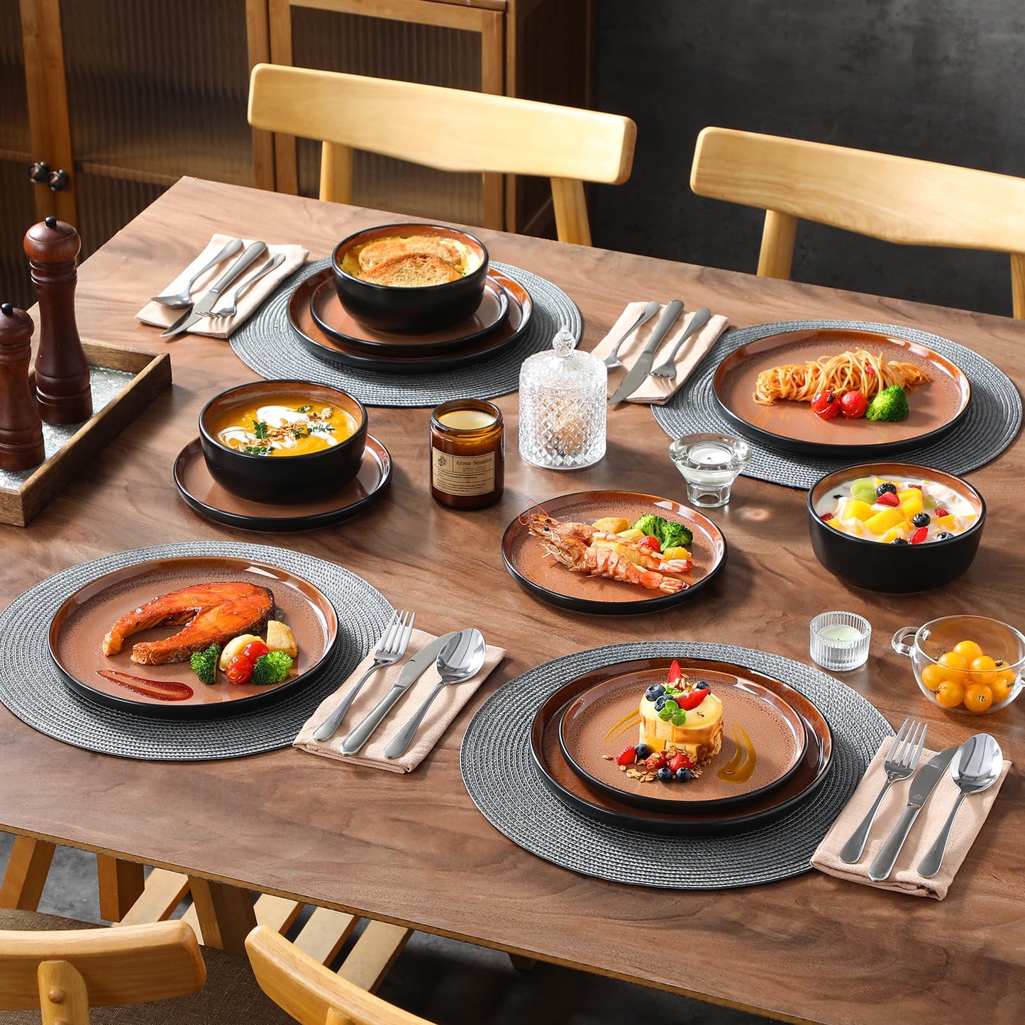 Ceramic Stoneware Plates and Bowls Dinnerware Set