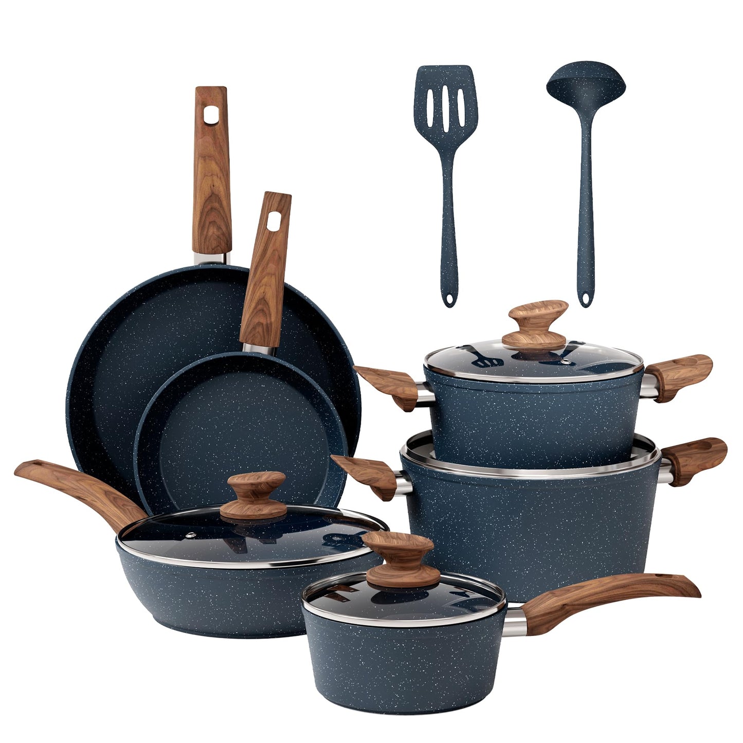 DishDelight 12 Piece Pots and Pans Set Non Stick