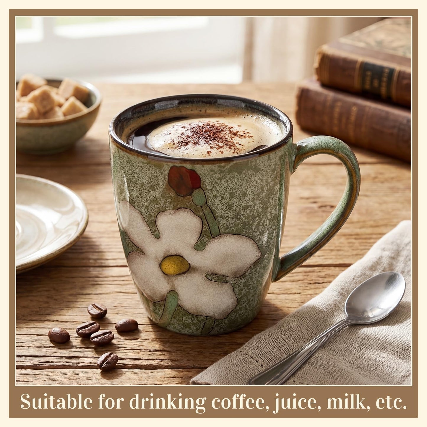 12oz Ceramic Coffee Mug Set with Handles