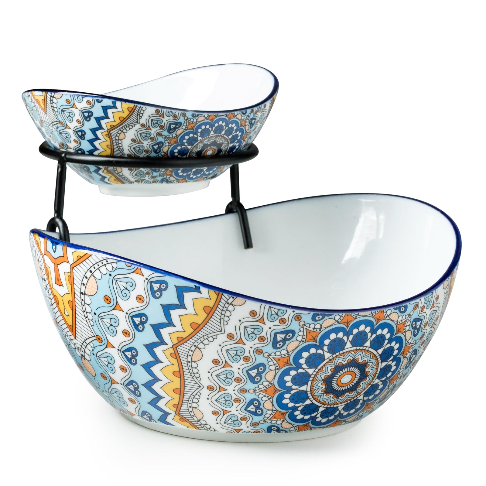 2-Tier Ceramic Chip and Dip Serving Set