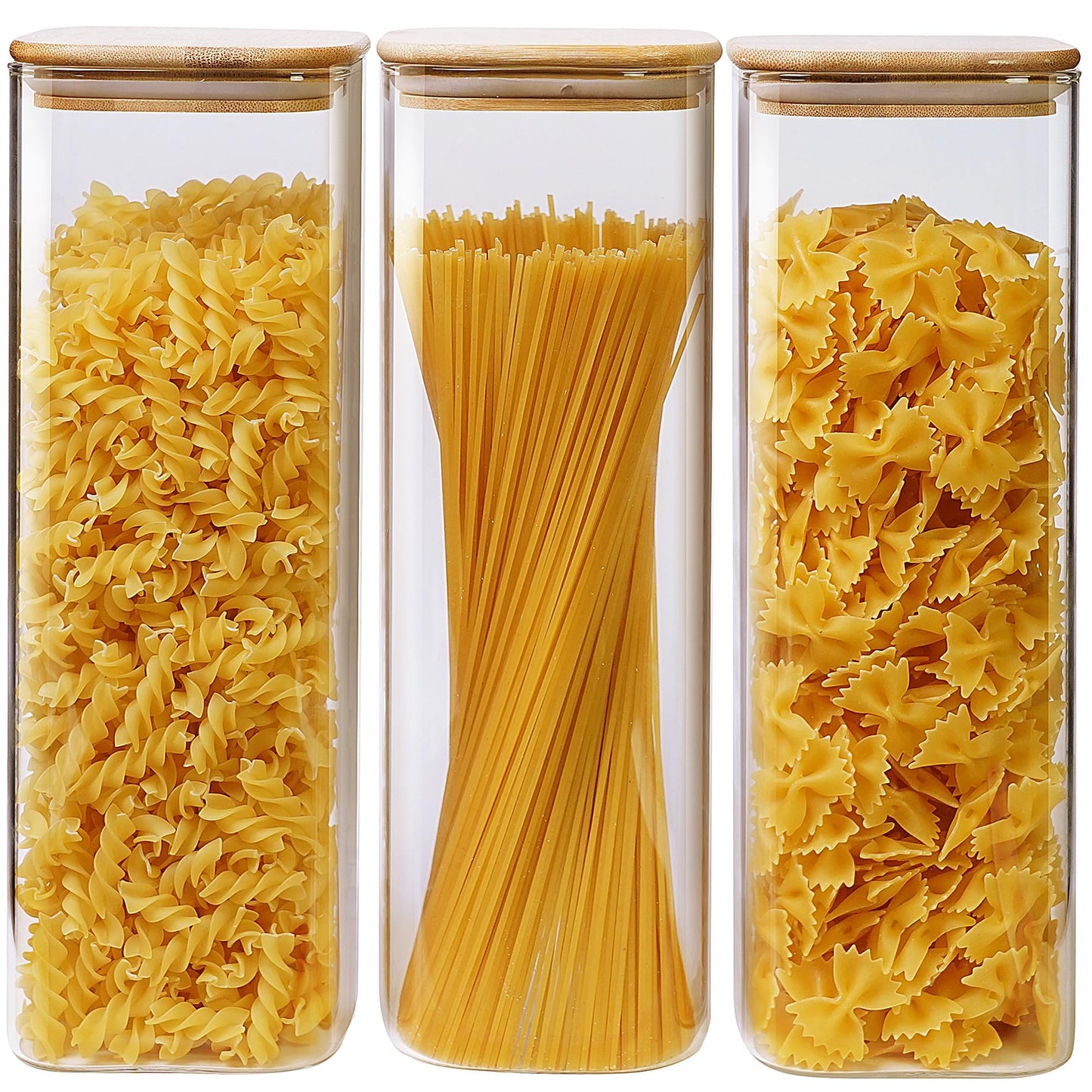 Glass Storage Jars with Bamboo Airtight Lids Set