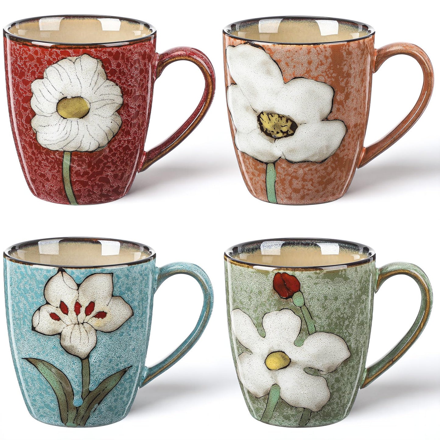 12oz Ceramic Coffee Mug Set with Handles