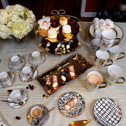 Set of 6 Gold Plated Ceramic Mugs