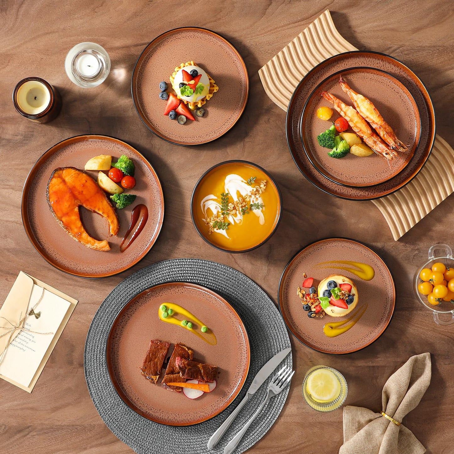 Ceramic Stoneware Plates and Bowls Dinnerware Set